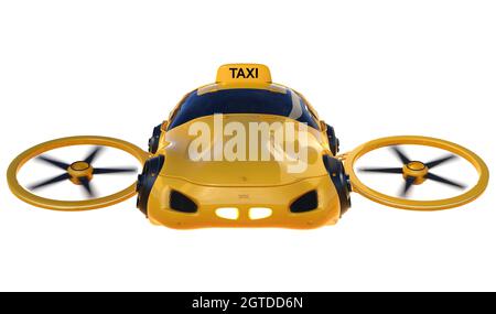 rendering 3d di auto volanti o drone auto Foto Stock