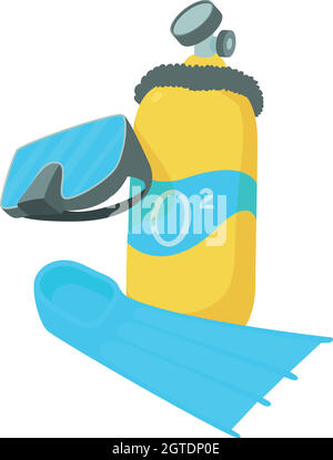Diving icona, stile cartoon Illustrazione Vettoriale