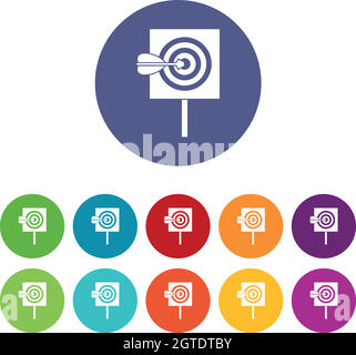 Freccia al centro delle icone del set di destinazione Illustrazione Vettoriale