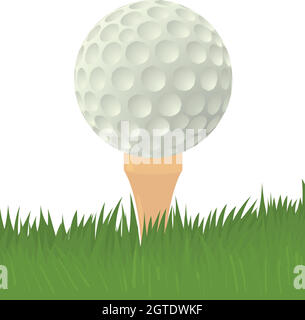 Palla per icona golf, stile cartoon Illustrazione Vettoriale