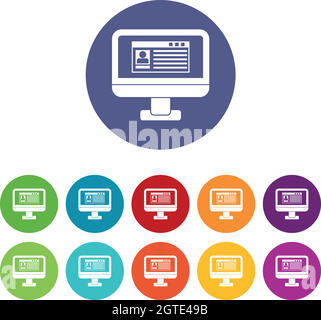 Informazioni sul profilo sulle icone del set di monitor Illustrazione Vettoriale