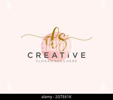 Monogramma di bellezza con logo femminile DS e design elegante con logo, logo scritto a mano della firma iniziale, matrimonio, moda, floreale e botanico con creatività Illustrazione Vettoriale