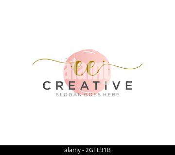 EE monogramma di bellezza del logo Femminile e design elegante del logo, logo di scrittura a mano della firma iniziale, matrimonio, moda, floreale e botanico con creativo Illustrazione Vettoriale