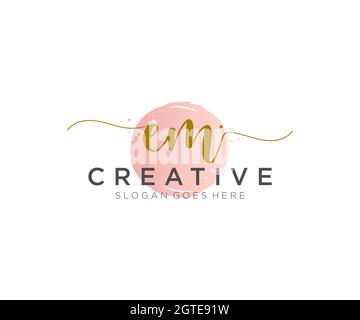 EM monogramma di bellezza del logo femminile e design elegante del logo, logo di scrittura a mano della firma iniziale, matrimonio, moda, floreale e botanico con creativo Illustrazione Vettoriale