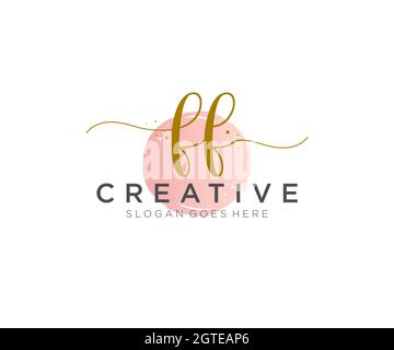 FF monogramma di bellezza con logo femminile e design elegante con logo, logo scritto a mano di firma iniziale, matrimonio, moda, floreale e botanico con creatività Illustrazione Vettoriale