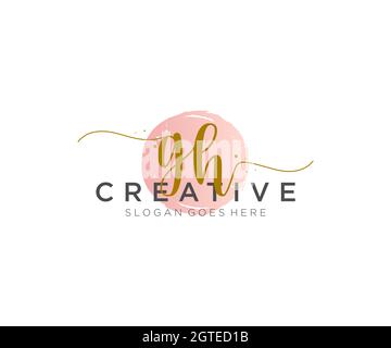 GH Monogramma di bellezza del logo Femminile e design elegante del logo, logo di scrittura a mano della firma iniziale, matrimonio, moda, floreale e botanico con creativo Illustrazione Vettoriale