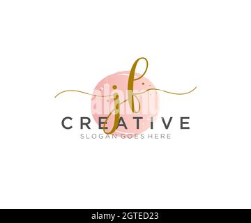 Logo JF Femminile monogramma di bellezza e design elegante logo, scritta a mano logo di firma iniziale, matrimonio, moda, floreale e botanico con creativo Illustrazione Vettoriale