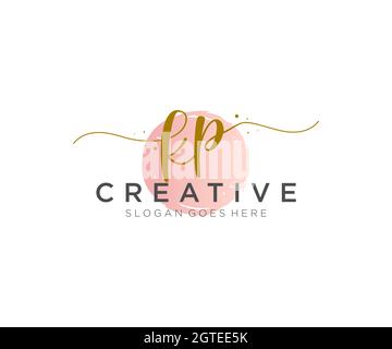 KP Monogramma di bellezza del logo femminile e design elegante del logo, logo di scrittura a mano della firma iniziale, matrimonio, moda, floreale e botanico con creativo Illustrazione Vettoriale