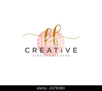 KF monogramma di bellezza del logo femminile e design elegante del logo, logo di scrittura a mano della firma iniziale, matrimonio, moda, floreale e botanico con creativo Illustrazione Vettoriale