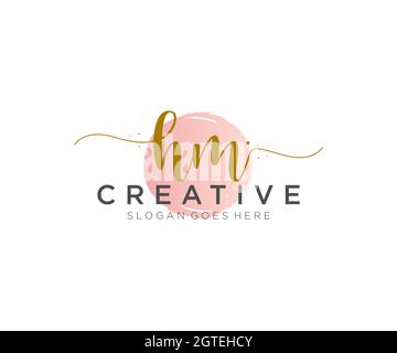 HM Monogramma di bellezza del logo femminile e design elegante del logo, logo di scrittura a mano della firma iniziale, matrimonio, moda, floreale e botanico con creativo Illustrazione Vettoriale