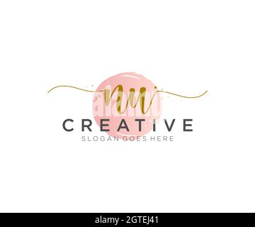 MONOGRAMMA di bellezza DEL logo NU Femminile e design elegante del logo, logo di scrittura a mano della firma iniziale, matrimonio, moda, floreale e botanico con creativo Illustrazione Vettoriale