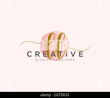 LL monogramma di bellezza del logo femminile e design elegante del logo, logo di scrittura a mano della firma iniziale, matrimonio, moda, floreale e botanico con creativo Illustrazione Vettoriale