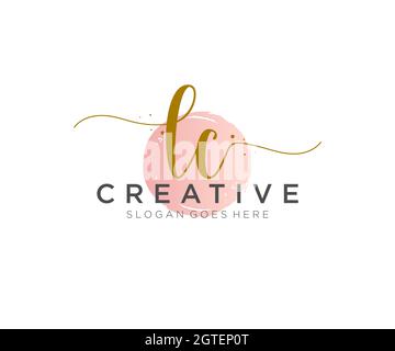 LC Monogramma di bellezza con logo femminile ed elegante design con logo, logo scritto a mano di firma iniziale, matrimonio, moda, floreale e botanico con creatività Illustrazione Vettoriale
