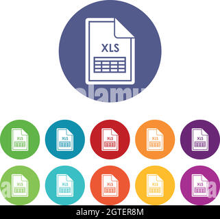 Icone di impostazione file XLS Illustrazione Vettoriale