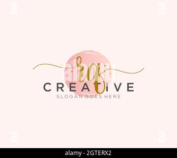 RQ Monogramma di bellezza del logo femminile e design elegante del logo, logo di scrittura a mano della firma iniziale, matrimonio, moda, floreale e botanico con creativo Illustrazione Vettoriale