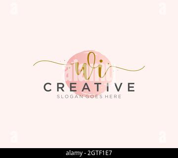 WI Monogramma di bellezza del logo femminile e design elegante del logo, logo di scrittura a mano della firma iniziale, matrimonio, moda, floreale e botanico con creativo Illustrazione Vettoriale