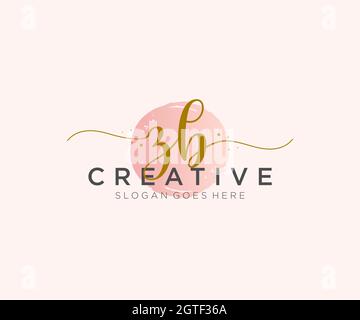 ZB Monogramma di bellezza del logo femminile e design elegante del logo, logo di scrittura a mano della firma iniziale, matrimonio, moda, floreale e botanico con creativo Illustrazione Vettoriale