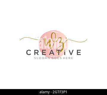 WZ Monogramma di bellezza del logo femminile e design elegante del logo, logo di scrittura a mano della firma iniziale, matrimonio, moda, floreale e botanico con creativo Illustrazione Vettoriale