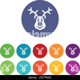 Icone del set del cervo di Natale Illustrazione Vettoriale