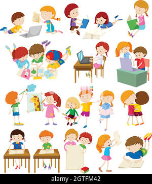 Bambini che fanno attività a scuola Illustrazione Vettoriale