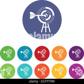 Bersaglio con icone con una freccia Illustrazione Vettoriale