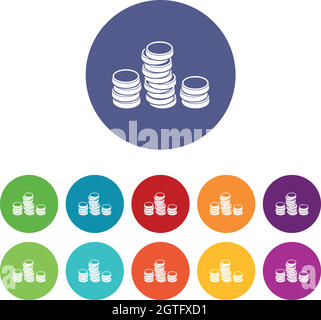 Monete d'oro Imposta icone Illustrazione Vettoriale