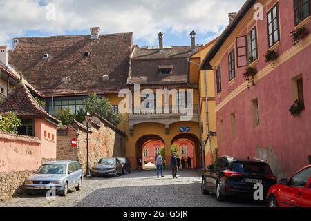 19 settembre 2021, Sighisoara, Romania: Immagini con l'unica cittadella medievale abitata in Europa, Sighisoara, un sito patrimonio mondiale dell'UNESCO Foto Stock