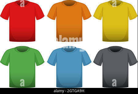 T-shirt in sei colori diversi Illustrazione Vettoriale