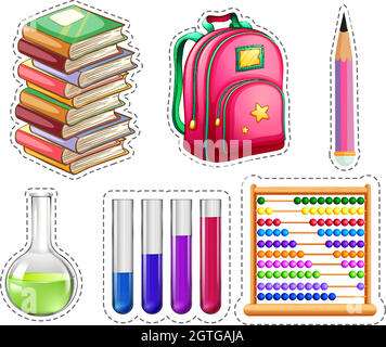 Set di attrezzature didattiche Illustrazione Vettoriale