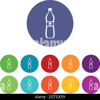 Icone del set di bottiglie d'acqua Illustrazione Vettoriale