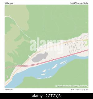 Villanova, Udine, Italia, Friuli Venezia Giulia, N 46 24' 18'', e 13 17' 37''', mappa, Mappa senza tempo pubblicata nel 2021. Viaggiatori, esploratori e avventurieri come Florence Nightingale, David Livingstone, Ernest Shackleton, Lewis and Clark e Sherlock Holmes si sono affidati alle mappe per pianificare i viaggi verso gli angoli più remoti del mondo, Timeless Maps sta mappando la maggior parte delle località del mondo, mostrando il successo di grandi sogni Foto Stock