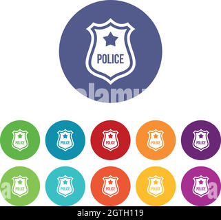 Icone del badge della polizia Illustrazione Vettoriale