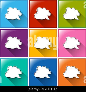 Icone con modelli cloud vuoti Illustrazione Vettoriale