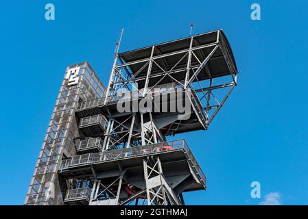 Torre del pozzo di osservazione della miniera, Museo della Slesia, Katowice, Polonia Foto Stock