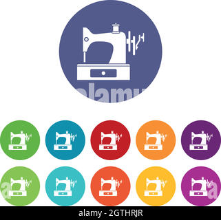 Icone del set della macchina da cucire Illustrazione Vettoriale