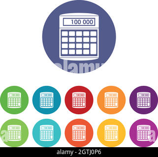 Una calcolatrice elettronica imposta le icone Illustrazione Vettoriale