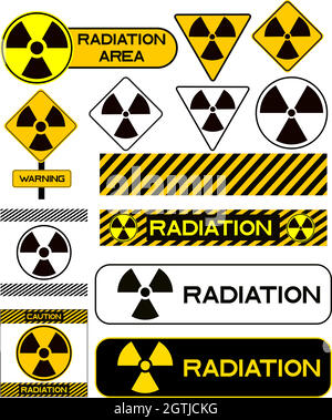 Set di icone nucleari pericolo radioattivo di radioavviso vettore radioattivo Illustrazione Vettoriale