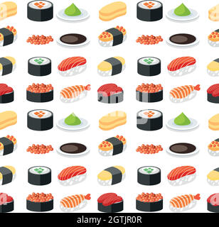 Set di sushi senza cuciture Illustrazione Vettoriale