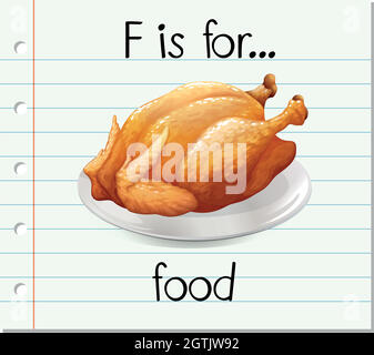 Flashcard lettera F è per il cibo Illustrazione Vettoriale
