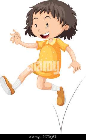 Bambina in jumping gonna gialla Illustrazione Vettoriale