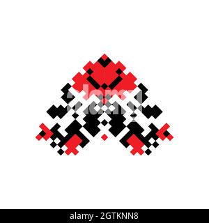 Illustrazione vettoriale del simbolo ucraino popolare. Ornamento nazionale ucraino. Tradizionale ricamo ucraino nero e rosso su sfondo bianco Illustrazione Vettoriale