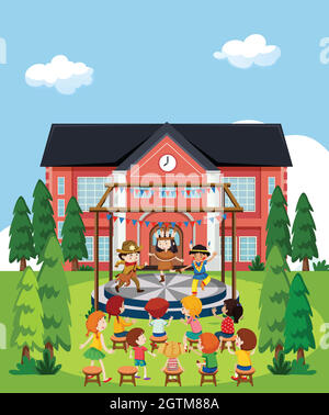 I bambini di eseguire sul palco Illustrazione Vettoriale