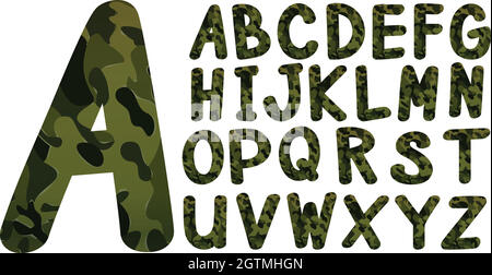 Font design inglese con tema militare Illustrazione Vettoriale