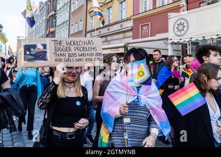 Lubin, Polonia. 2 ottobre 2021. 02 Ott 2021 Breslavia Polonia. Marcia orgoglio a Wroclaw (Credit Image: © Krzysztof Kaniewski/ZUMA Press Wire) Foto Stock