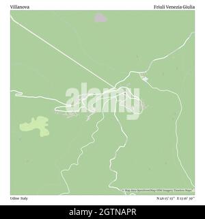 Villanova, Udine, Italia, Friuli Venezia Giulia, N 46 15' 13'', e 13 16' 39''', mappa, Mappa senza tempo pubblicata nel 2021. Viaggiatori, esploratori e avventurieri come Florence Nightingale, David Livingstone, Ernest Shackleton, Lewis and Clark e Sherlock Holmes si sono affidati alle mappe per pianificare i viaggi verso gli angoli più remoti del mondo, Timeless Maps sta mappando la maggior parte delle località del mondo, mostrando il successo di grandi sogni Foto Stock