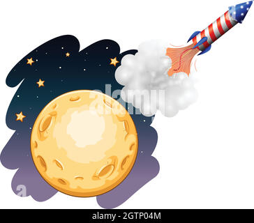 Un razzo vicino alla luna Illustrazione Vettoriale