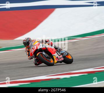 Austin, Texas, Stati Uniti. 2 ottobre 2021. 93 MARC MARQUEZ Repsol Honda Team esce dal turno 12. (Credit Image: © Hoss McBain/ZUMA Press Wire) Foto Stock