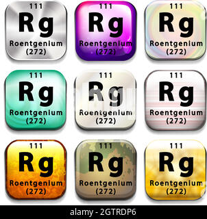 Una tabella periodica che mostra Roentgenium Illustrazione Vettoriale