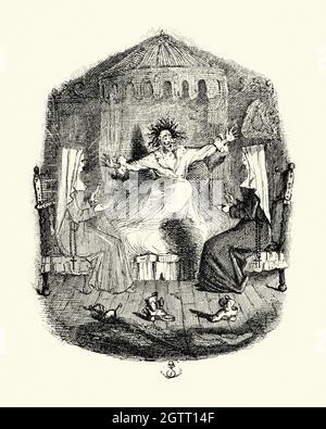 Illustrazione vintage Black Mousquetaire, una leggenda della Francia una scena dalle leggende Ingoldsby Foto Stock