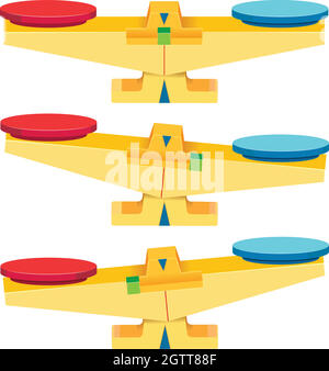 Set di scale di bilanciamento vuote isolate su sfondo bianco Illustrazione Vettoriale